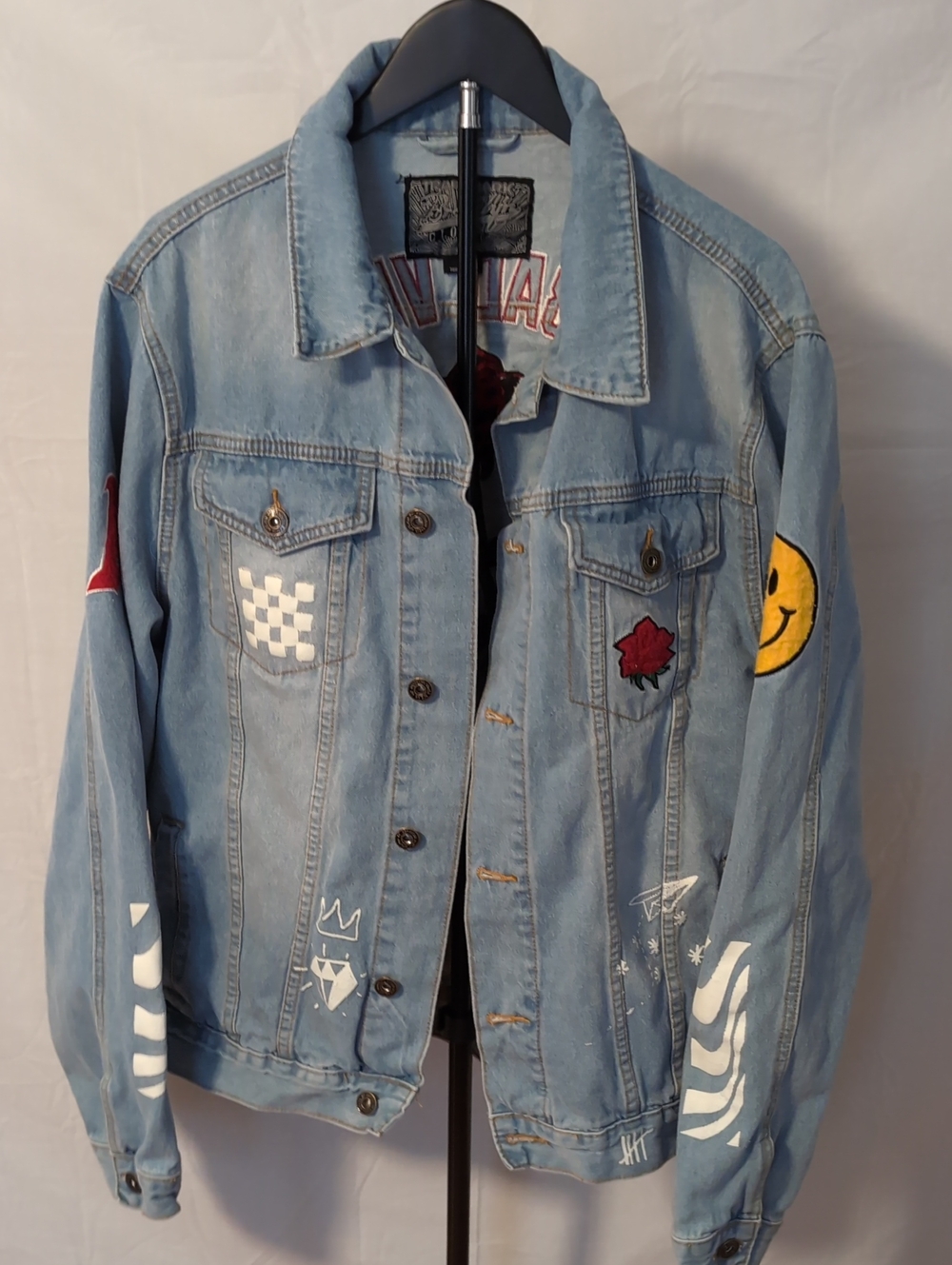 Brooklyn Cloth No Bad Vibes Embroidered Denim Jacket Size L Streetwear Graphic P